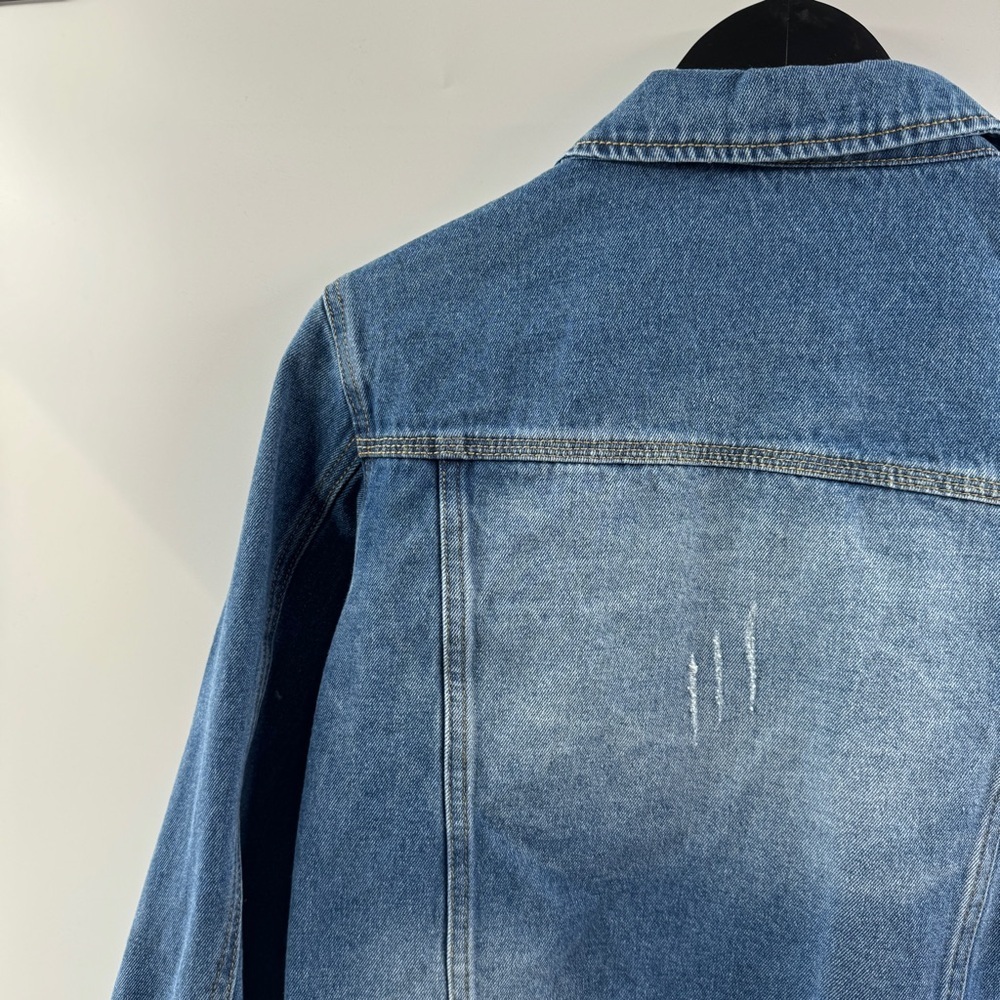 🧸 Brandless Large Medium Wash Distressed Denim Jacket - Picture 7 of 8